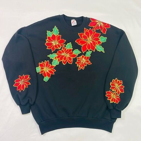 Vintage Painted Flowers Crewneck Sweater - Picture 1 of 6